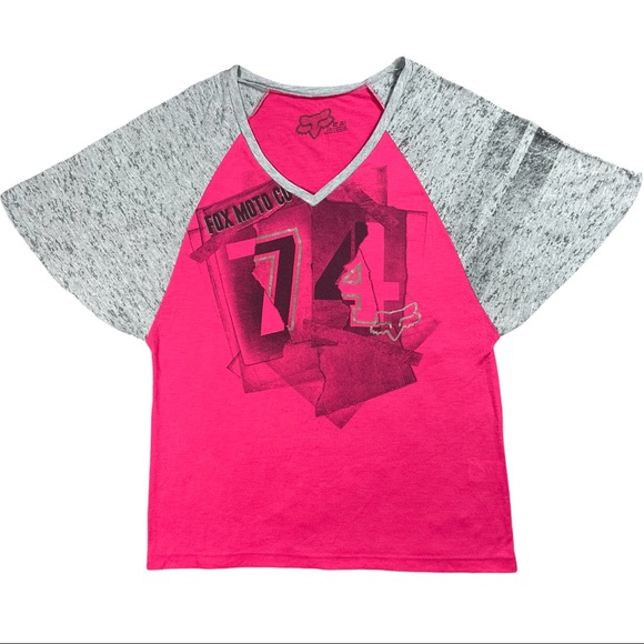 Fox Riding Co. size small pink, black, & grey shirt with grey batwing sleeves - Picture 1 of 8